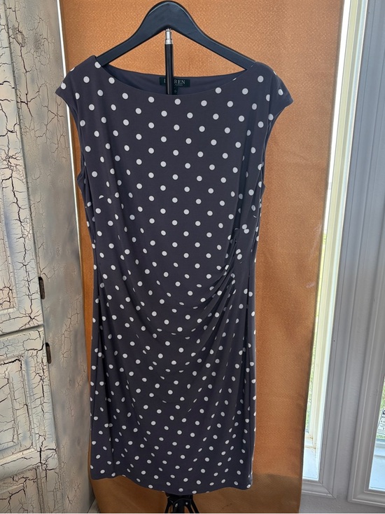 Ralph Lauren Dresses & Skirts - Ralph Lauren Black Midi Dress with White Polka Dots